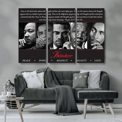 45112-MGV-CV-36X24-Black Icons Wall Art Canvas Print, Framed Thinker Art Picture Print, Motivational Quote Perfect Cultural Modern Decor Artwork