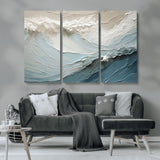 53646-MGV-CV-36X24-Ocean Wave Wall Art Canvas Print, Framed Textured Seascape Art Picture Print, Modern Ocean Perfect Minimal Coastal 2/2 Decor