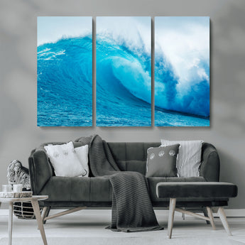 15566-MGV-CV-36X24-Ocean Wave Wall Art Canvas Print, Framed Curling Wave Art Picture Print, Vibrant Surf Wave Perfect Coastal Surf Decor Artwork