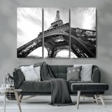 40006-MGV-CV-36X24-Eiffel Tower Wall Art – Black and White Architectural Photo Print, Paris Inspired Decor for Bedroom, Office, Studio or Modern