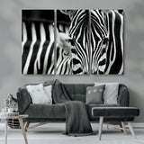 43631-MGV-CV-36X24-Zebra Wall Art – Black & White Safari Wildlife Canvas Print, Modern Animal Photography Decor for Living Room, Office, or Bedroom