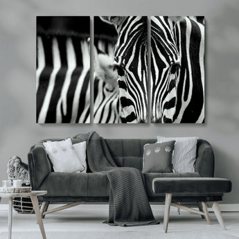 43631-MGV-CV-36X24-Zebra Wall Art – Black & White Safari Wildlife Canvas Print, Modern Animal Photography Decor for Living Room, Office, or Bedroom
