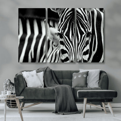 43631-MGV-CV-36X24-Zebra Wall Art – Black & White Safari Wildlife Canvas Print, Modern Animal Photography Decor for Living Room, Office, or Bedroom