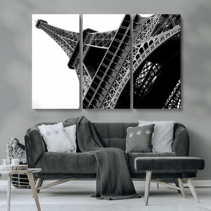 89033-MGV-CV-36X24-Eiffel Tower Wall Art – Dramatic Black and White Architectural Canvas Print, Modern Paris Decor for Office, Living Room or