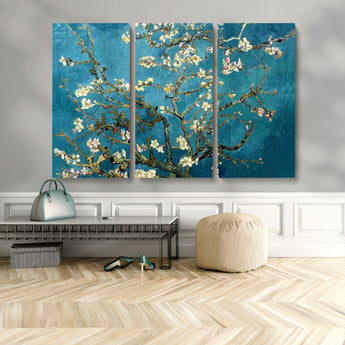 91714-MGV-CV-48X32-3P-Almond Blossoms Wall Art – Handcrafted Van Gogh Inspired Floral Canvas Print, Beautiful Nature Decor for Living Room, Bedroom, or