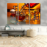 18250-MGV-CV-48X32-3P-Whiskey Pour Wall Art – Captivating Whiskey Splash Canvas Print, Elegant Bar or Home Lounge Decor for Office, Man Cave or Living