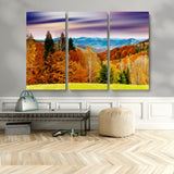 58007-MGV-CV-48X32-3P-Autumn Mountain Landscape Wall Art – Stunning Fall Forest Canvas Print, Cozy Nature Decor for Home or Office