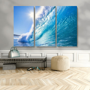 37494-MGV-CV-36X24-Ocean Wave Canvas Art – Stunning Blue Wave Photography, Coastal Wall Decor for Living Room, Bedroom or Office
