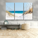 58498-MGV-CV-36X24-White Sandy Beach Wall Art – Panoramic Coastal Canvas Print, Ocean View Decor for Living Room, Bedroom, Office, Relaxing Seaside
