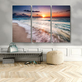 99906-MGV-CV-36X24-Morning Tide Canvas Print – Soft Sunrise Ocean Waves Wall Art, Coastal Serenity Decor for Home & Office