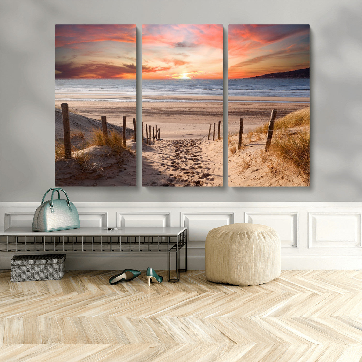 78111-MGV-CV-36X24-Sunset Pathway Wall Art – Panoramic Coastal Canvas Print, Tranquil Beach Decor for Living Room, Office or Bedroom