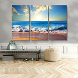 50522-MGV-CV-36X24-Ocean Sunrise Wall Art – Peaceful Beach Waves and Golden Horizon Canvas Print, Coastal Seascape Decor for Home or Office