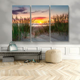 25576-MGV-CV-36X24-Beach Grass Sunset Wall Art – Coastal Sand Dune Landscape Canvas Print, Ocean View Nature Decor for Living Room or Office Wall