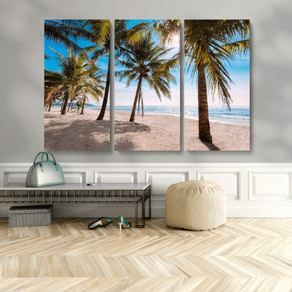 98175-MGV-CV-36X24-Tropical Palm Beach Wall Art – Relaxing Ocean Shore Canvas Print with Palm Trees, Coastal Summer Decor for Living Room, Bedroom or