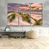 60570-MGV-CV-36X24-Beach Sunset Wall Art – Coastal Sand Dunes and Ocean Horizon Canvas Print, Tranquil Seascape Photography Decor for Living Room or