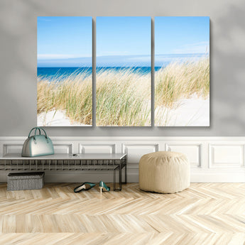 96913-MGV-CV-36X24-Coastal Dunes Wall Art – Serene Beach Grass and Blue Ocean Canvas Print, Relaxing Seaside Nature Decor for Living Room, Bedroom or