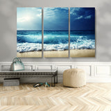 84116-MGV-CV-36X24-Ocean Wave Wall Art – Blue Sea and Beach Canvas Print, Coastal Seascape Photography Artwork for Living Room, Bedroom, or Office