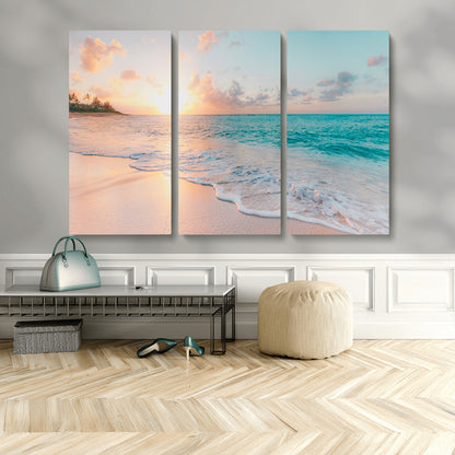 89767-MGV-CV-36X24-Ocean Sunset Wall Art – Serene Beach Canvas Print with Pastel Sky and Waves, Coastal Seascape Artwork for Bedroom, Living Room, or