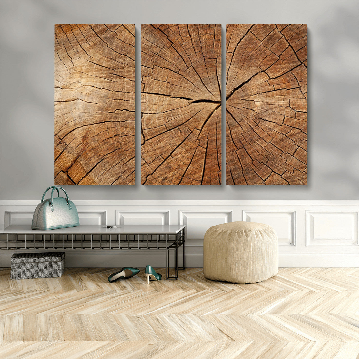 61710-MGV-CV-36X24-Tree Rings Wall Art – Rustic Wood Grain Canvas Print of Tree Trunk Cross Section, Nature Inspired Decor for Cabin, Office, Living