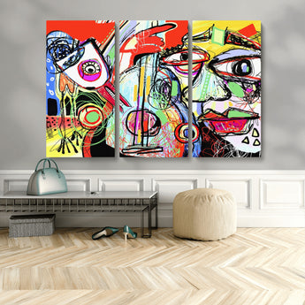 37796-MGV-CV-36X24-Picasso Style Wall Art Canvas Print, Framed Picasso Art Picture Print, Picasso Cubism Perfect Modern Abstract Decor Artwork