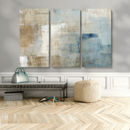 38126-MGV-CV-36X24-Neutral Abstract Wall Art – Modern Beige and Blue Canvas Print and Minimalist Textured Painting for Living Room, Bedroom or Office