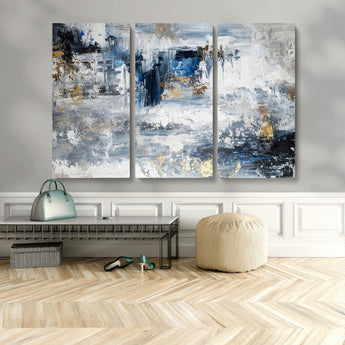59716-MGV-CV-36X24-Abstract Blue and Gold Wall Art – Modern Textured Canvas Print, Contemporary Painting for Living Room, Bedroom, or Office Decor