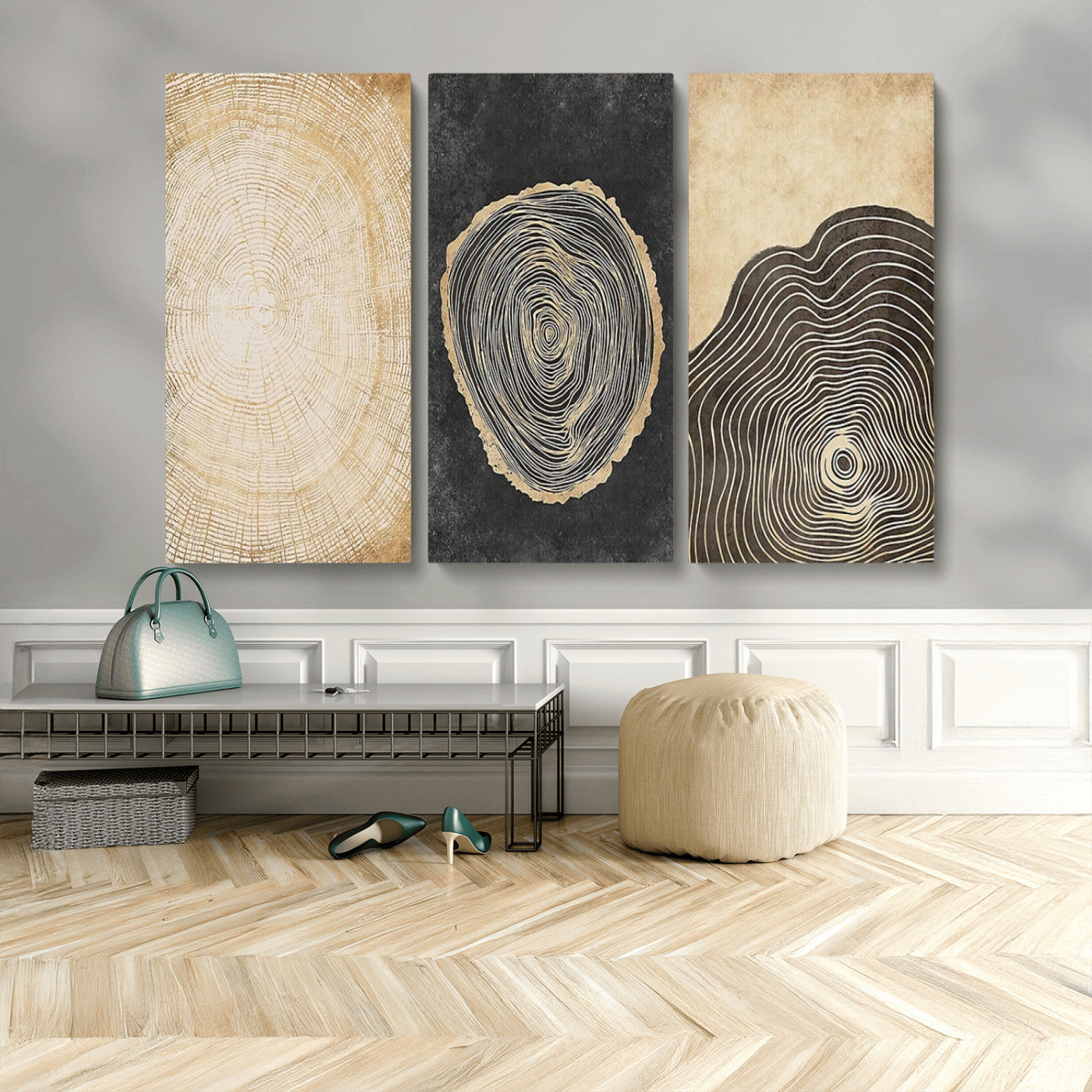 77785-MGV-CV-36X24-Tree Ring Abstract Wall Art – Rustic Wood Growth Pattern Canvas Prints, Modern Nature-Inspired Decor for Living Room or Office