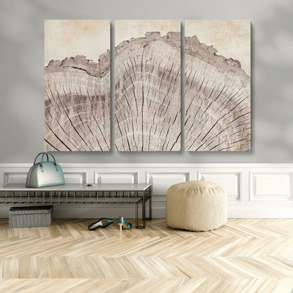 67528-MGV-CV-48X32-3P-Wood Ring Wall Art Canvas Print, Framed Tree Ring Art Picture Print, Rustic Tree Ring Perfect Neutral Boho Decor Artwork