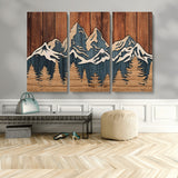 41330-MGV-CV-36X24-Rustic Mountain Wall Art – Wooden Nature Scene with Trees and Peaks, Handmade 3D Layered Decor for Living Room, Cabin or Office