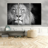 94453-MGV-CV-36X24-Lion Portrait Wall Art – Black and White King of the Jungle Canvas Print, Safari Wildlife Decor for Office, Bedroom, or Living