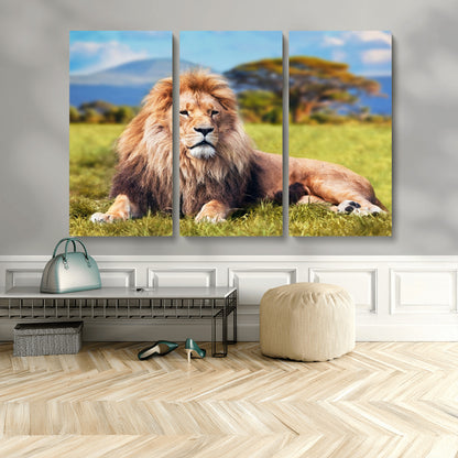 67826-MGV-CV-36X24-Majestic Lion Wall Art – King of the Jungle Canvas Print, Safari Wildlife Decor for Living Room, Office, or Man Cave