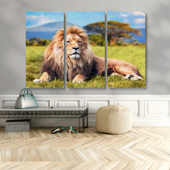 67826-MGV-CV-36X24-Majestic Lion Wall Art – King of the Jungle Canvas Print, Safari Wildlife Decor for Living Room, Office, or Man Cave