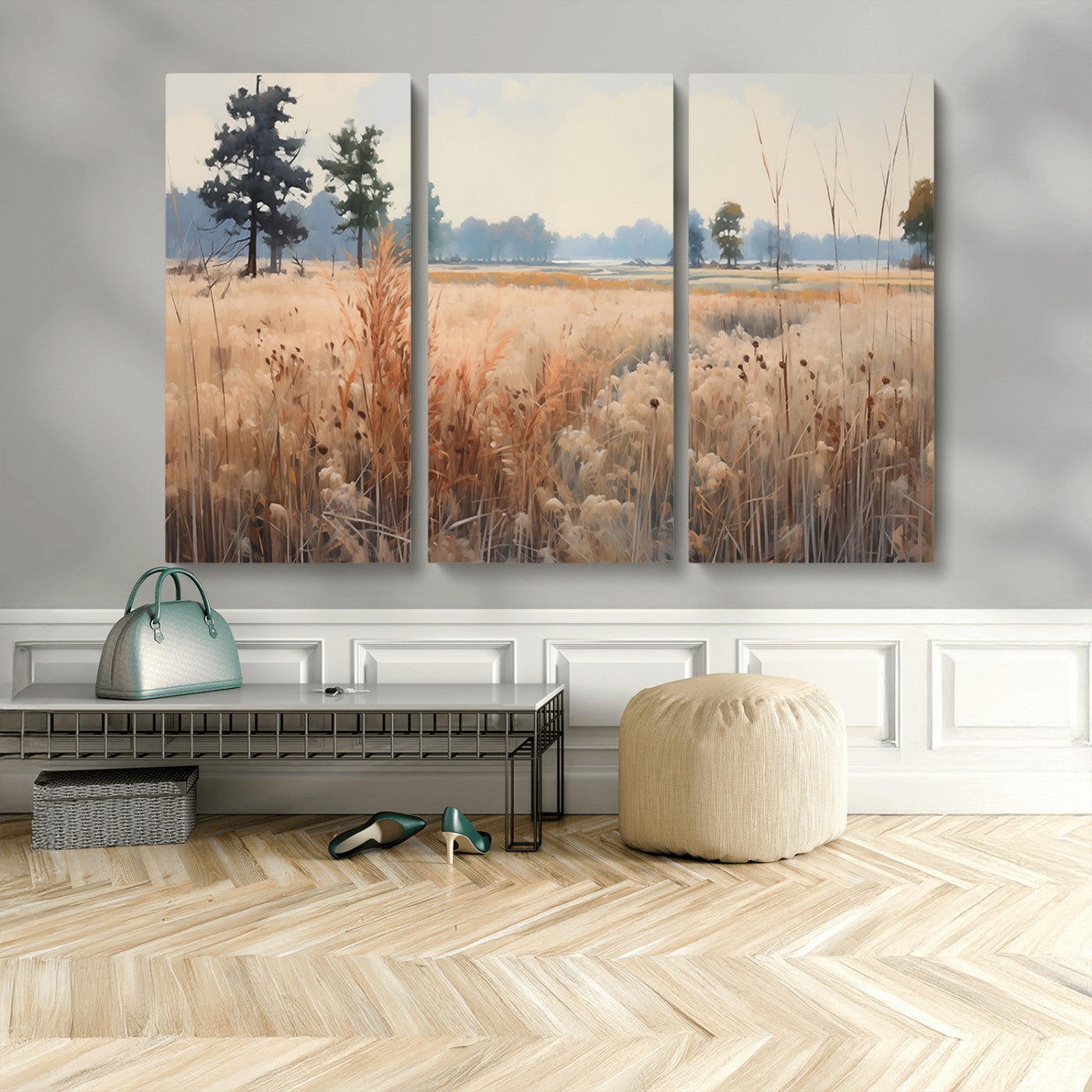 98822-MGV-CV-36X24-Autumn Meadow Wall Art – Tranquil Grassland Landscape Canvas Print, Rustic Country Decor for Living Room, Bedroom or Farmhouse
