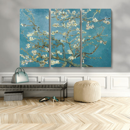 65607-MGV-CV-36X24-Almond Blossom Wall Art – Van Gogh Blue Floral Canvas Print, Elegant Impressionist Painting Decor for Living Room, Bedroom or