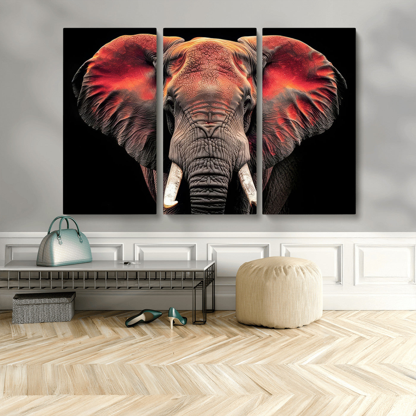 54719-MGV-CV-48X32-3P-Elephant Wall Art – Majestic African Elephant Canvas Print, Wildlife Safari Animal Decor for Living Room, Bedroom, Office or Man