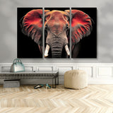 54719-MGV-CV-48X32-3P-Elephant Wall Art – Majestic African Elephant Canvas Print, Wildlife Safari Animal Decor for Living Room, Bedroom, Office or Man