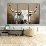 61423-MGV-CV-36X24-Longhorn Bull Wall Art – Rustic Western Texas Steer Canvas Print, Cowboy Farmhouse Decor for Living Room, Bedroom, Office or Ranch