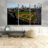 34859-MGV-CV-36X24-Wrigley Field Wall Art Canvas Print, Framed Chicago Cubs Stadium Art Picture Print, Wrigley Stadium Field Perfect Sport Room Decor