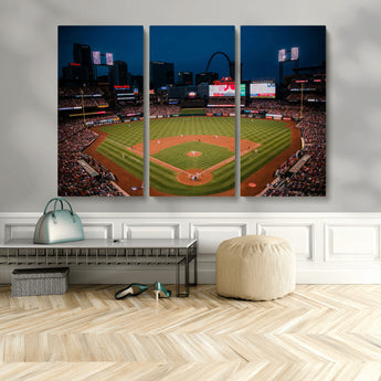 38612-MGV-CV-36X24-Busch Stadium Wall Art Canvas Print, Framed Missouri Stadium Art Picture Print, Busch Stadium Field Perfect Sports Room Decor