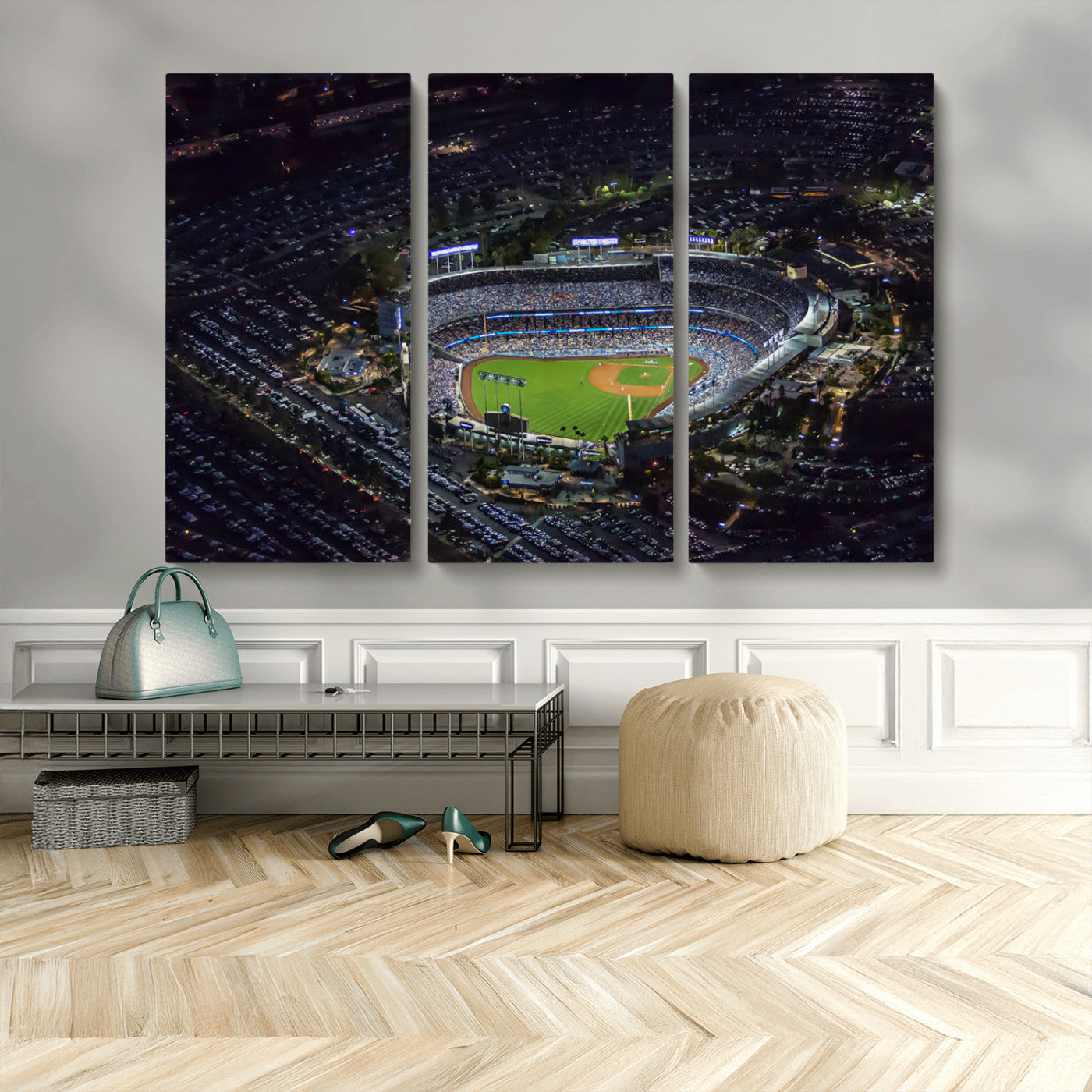 16515-MGV-CV-36X24-Dodgers Stadium Wall Art Canvas Print, Framed Baseball Stadium Art Picture Print, Dodgers Field Perfect Sport Room Decor Artwork