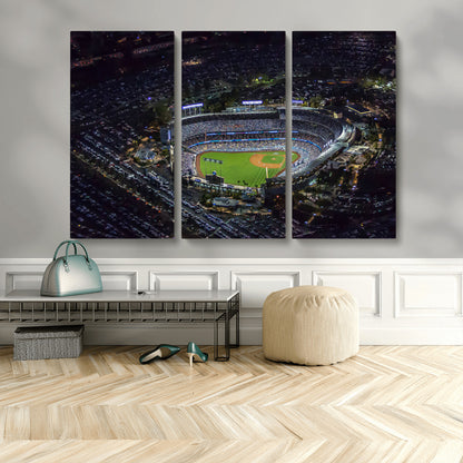16515-MGV-CV-36X24-Dodgers Stadium Wall Art Canvas Print, Framed Baseball Stadium Art Picture Print, Dodgers Field Perfect Sport Room Decor Artwork