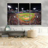 47365-MGV-CV-48X32-3P-Fenway Park Stadium Wall Art Canvas Print, Framed Boston Baseball Stadium Art Picture Print, MLB Stadium Field Perfect Sport Room