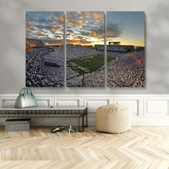 38807-MGV-CV-48X32-3P-Beaver Stadium Wall Art Canvas Print, Framed Beaver Stadium Field Art Picture Print, Football Stadium Perfect Sport Room Decor