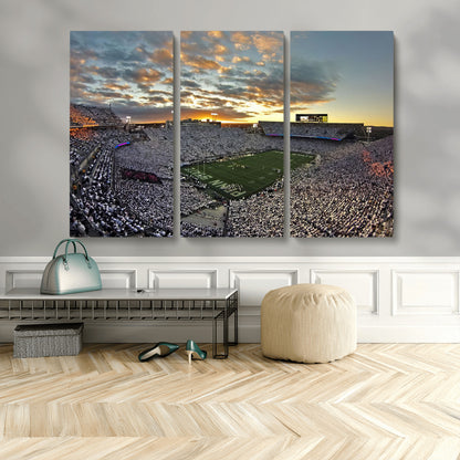 38807-MGV-CV-48X32-3P-Beaver Stadium Wall Art Canvas Print, Framed Beaver Stadium Field Art Picture Print, Football Stadium Perfect Sport Room Decor