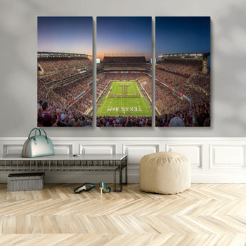 17421-MGV-CV-48X32-3P-Kyle Field Wall Art Canvas Print, Framed Texas Stadium Art Picture Print, Kyle Field Stadium Perfect Sport Room Decor Artwork