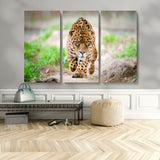 75066-MGV-CV-36X24-Leopard Wall Art Canvas Print, Framed Wild Animal Art Picture Print, Blue Eye Leopard Perfect Wild Minimal Decor Artwork