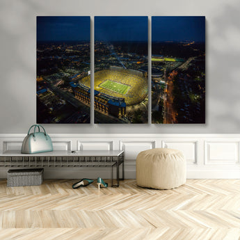 52519-MGV-CV-48X32-3P-Michigan Football Stadium Wall Art Canvas Print, Framed Michigan Stadium Art Picture Print, Michigan Wolverines Field Perfect