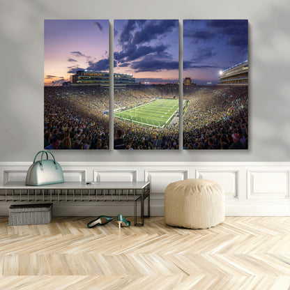 50825-MGV-CV-48X32-3P-Notre Dame Stadium Wall Art Canvas Print, Framed Indiana Stadium Art Picture Print, Football Stadium Perfect Sports Room Decor