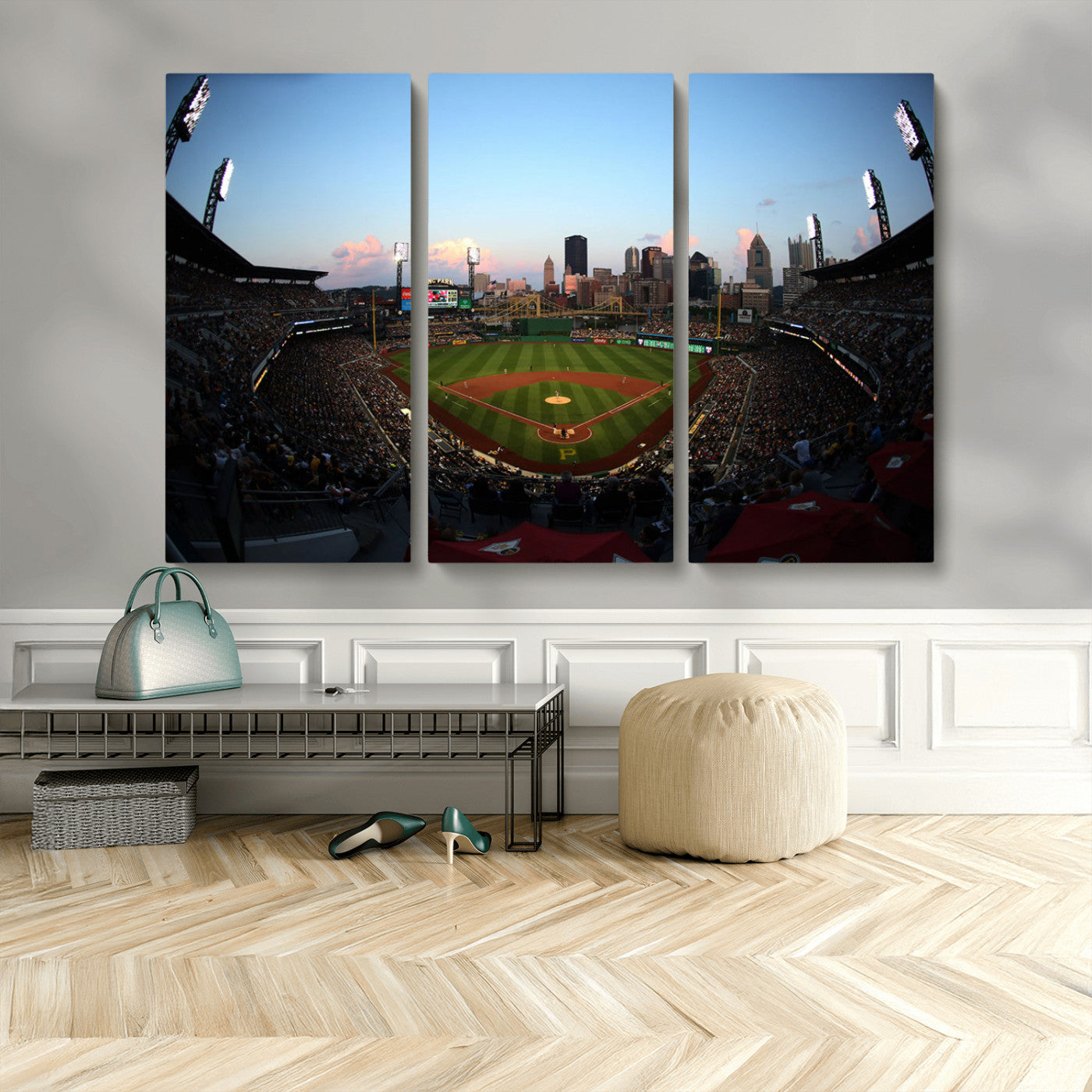 67670-MGV-CV-36X24-PNC Park Stadium Wall Art Canvas Print, Framed Pittsburgh Pirates Stadium Art Picture Print, PNC Park Field Perfect Sport Room