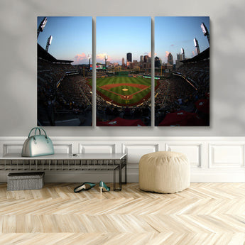 67670-MGV-CV-36X24-PNC Park Stadium Wall Art Canvas Print, Framed Pittsburgh Pirates Stadium Art Picture Print, PNC Park Field Perfect Sport Room